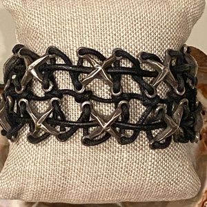 Beth Orduna Silver Black Cord Slide Bracelet